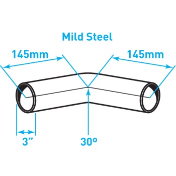 Exhaust Elbow 30º Bend, Mild Steel - 3"